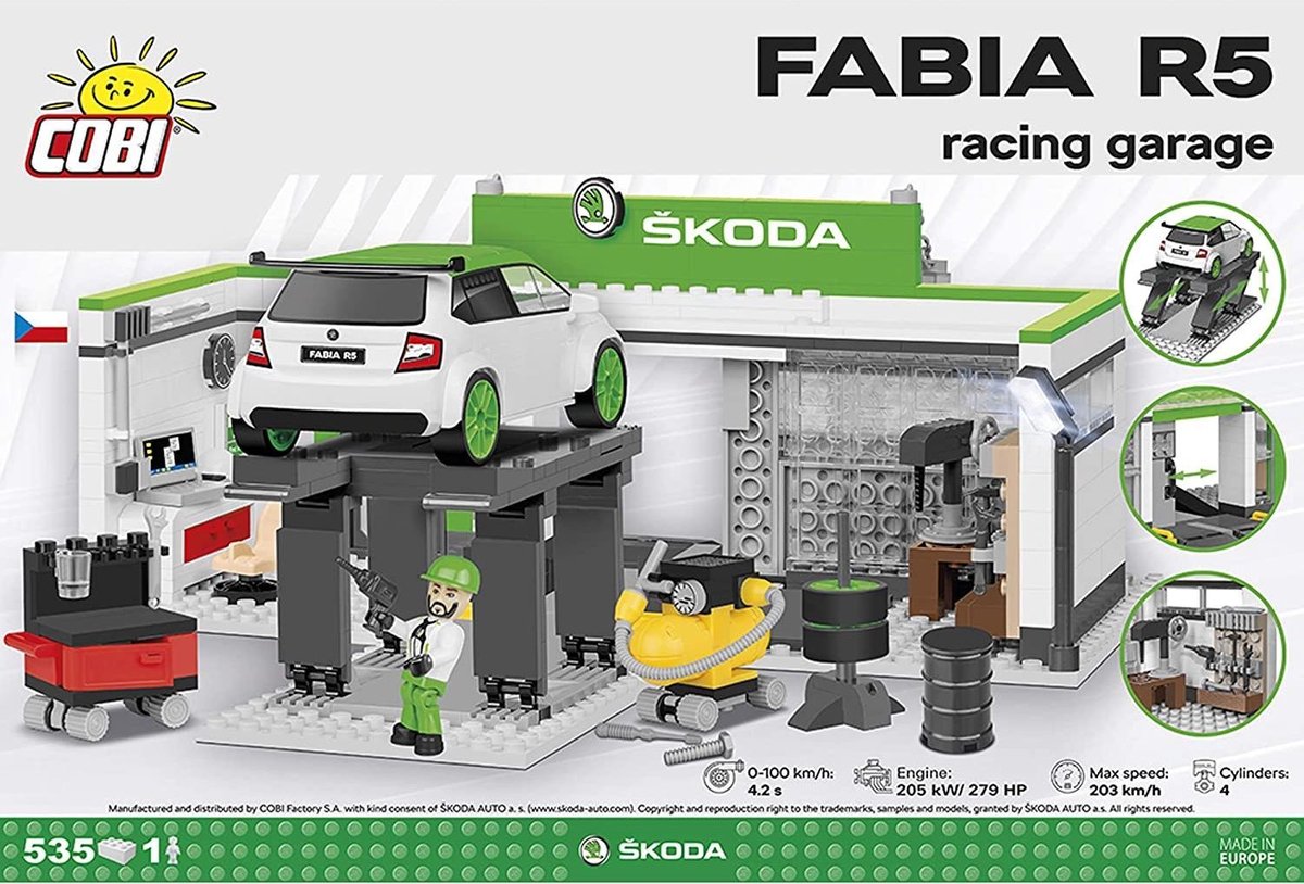 COBI 24580 voitures Skoda Fabia RS avec garage 