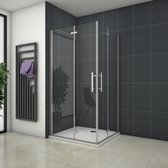 vierkante douchecabine 110x80x195cm,dubbele vouwdeur,hoek instap,6mm veiligheidsglas nano coating