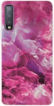ADEL Siliconen Back Cover Softcase Hoesje Geschikt voor Samsung Galaxy A7 (2018) - Marmer Roze