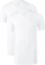 Claesen's Basics T-shirts (2-pack) - heren T-shirts V-hals - wit - Maat: XL