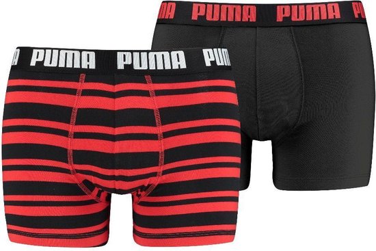 PUMA 2P boxers heritage stripe rood & zwart - S