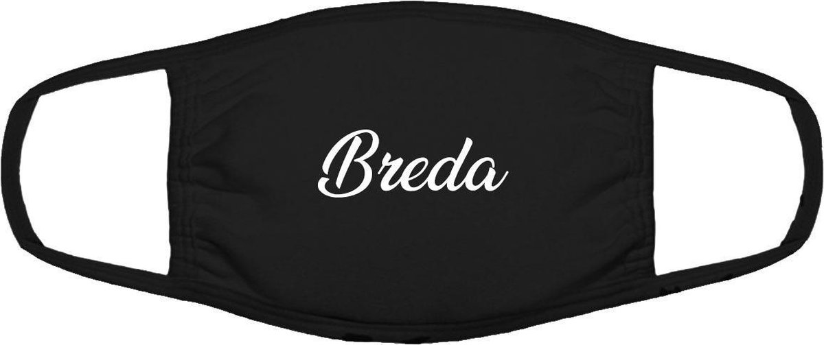 Breda mondkapje | gezichtsmasker | bescherming | bedrukt | logo | Zwart mondmasker van katoen, uitwasbaar & herbruikbaar. Geschikt voor OV