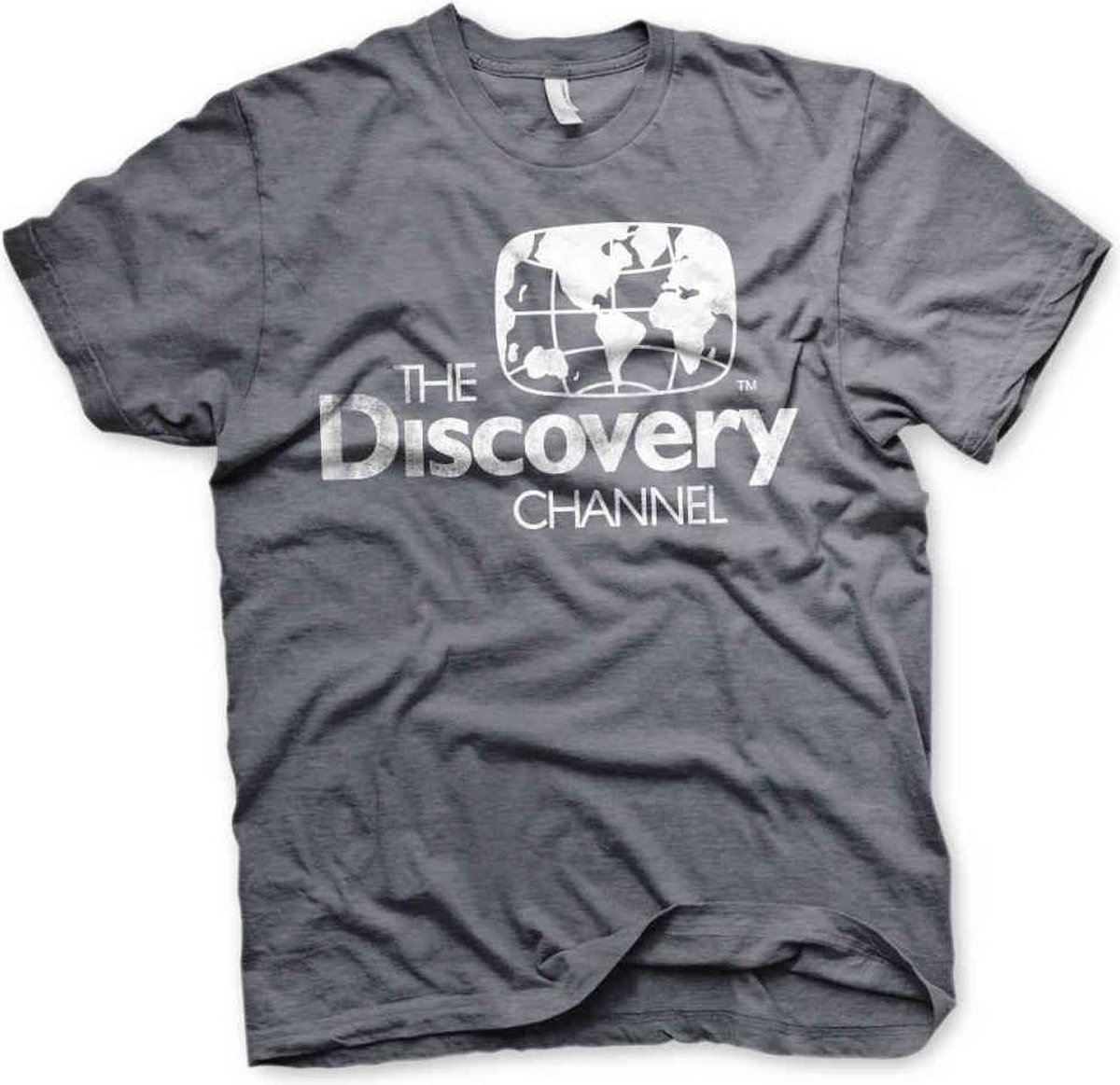 Discovery Channel Heren Tshirt -M- Distressed Logo Grijs