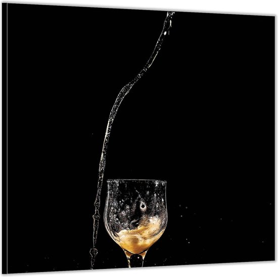 Dibond –Champagne in Glas-80x80 Foto op Aluminium (Met ophang)