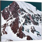 Dibond –Wit Ondergesneeuwde Berg-100x100 Foto op Aluminium (Met ophang)