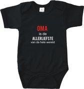 Rompertjes baby met tekst - Oma is de allerliefste van de hele wereld - Romper zwart - Maat 74/80