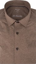 OLYMP Luxor Modern Fit overhemd 24/7 - bruin tricot - Strijkvriendelijk - Boordmaat: 40