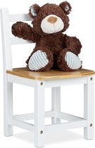 Relaxdays kinderstoel bamboe - stoel voor kinderen - wit - kinderstoeltje kinderkamer
