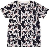 Disney Mickey Mouse Heren Tshirt -L- All Over Print Heads Zwart/Wit