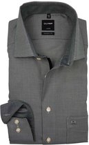OLYMP Luxor modern fit overhemd - mouwlengte 7 - zwart met wit mini dessin (contrast) - Strijkvrij - Boordmaat: 44