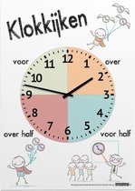 Educatieve poster (Posterpapier) - Klokkijken happy - 50 x 70 cm (B2)