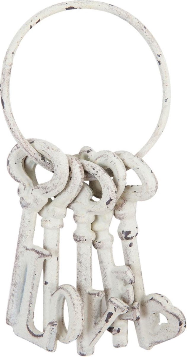 Clayre & Eef Hanger Sleutel 10*5*20 cm Wit Ijzer Woondecoratie Decoratie hanger