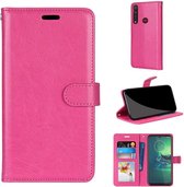Motorola One Macro hoesje book case roze
