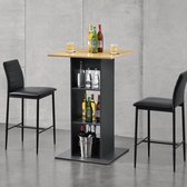 Table de bar Visby avec 3 étagères 70x70x110 cm gris foncé et bois