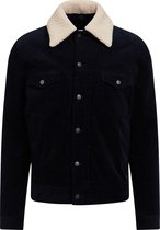 WE Fashion Heren ribcord truckerjacket met sherpakraag - Maat XL