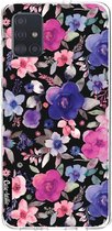 Casetastic Samsung Galaxy A51 (2020) Hoesje - Softcover Hoesje met Design - Flowers Blue Purple Print