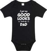 I get my good looks from my dad romper / rompertje - zwart - unisex - jongens / meisjes - kraamcadeau / geboorte cadeau - zwart rompertje voor baby 92 (18-24 maanden)