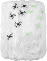 NINGBO PARTY SUPPLIES - Wit spinnenweb met spinnen - Decoratie > Muur-, deur- en raamdecoratie