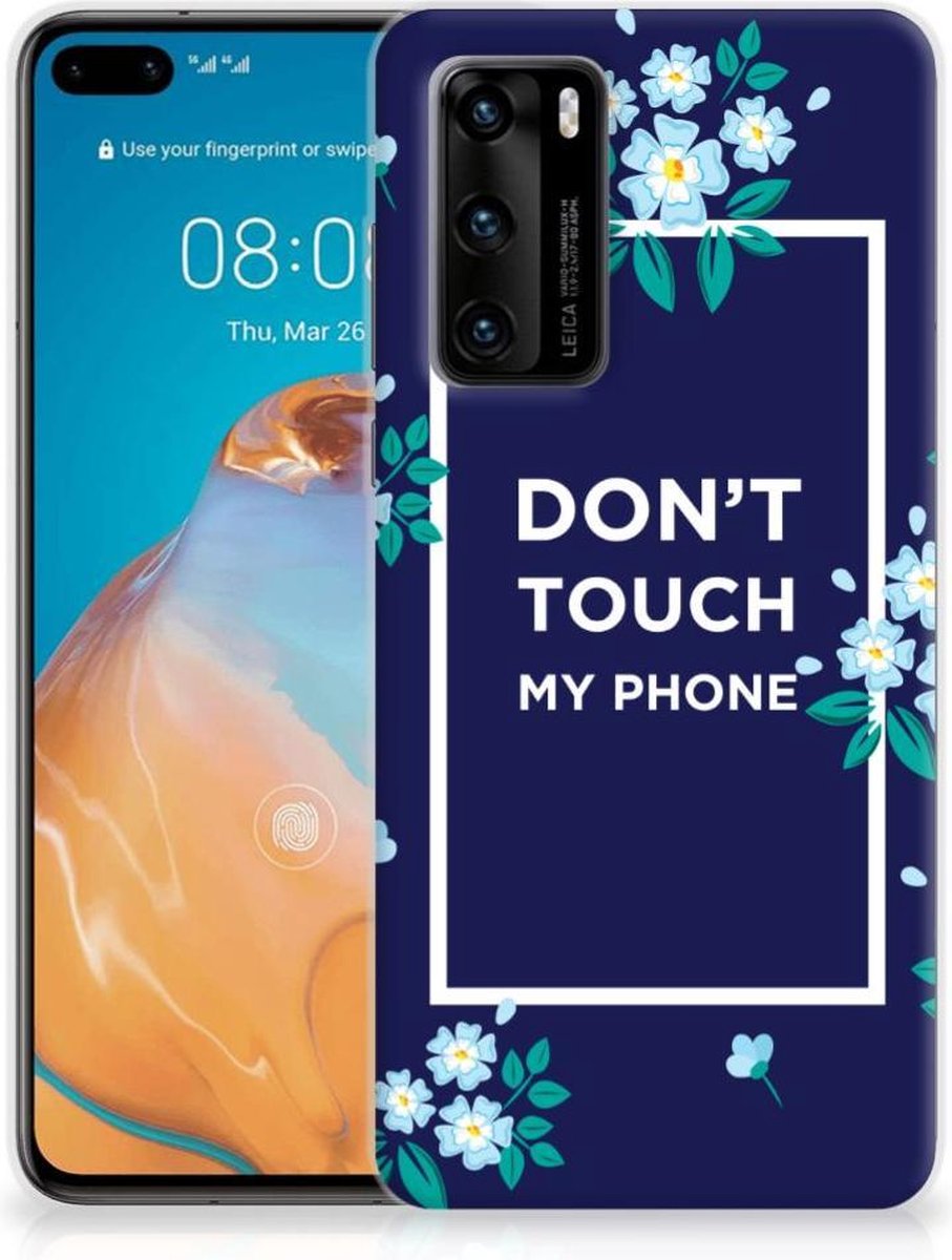 Huawei P40 Silicone-hoesje Flowers Blue DTMP