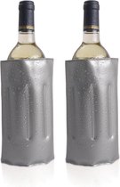 2x Koelelementen hoezen grijs voor wijnflessen 34 x 18 cm - Wijnflessen/drankflessen koelelement - Flessenkoeler - Wijnkoeler