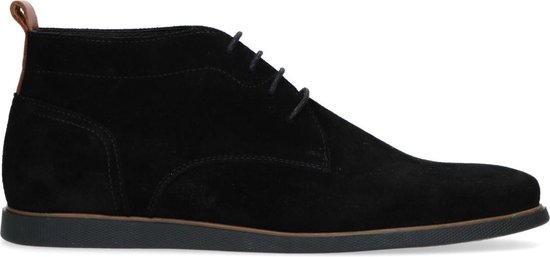 Manfield - Heren - Zwarte suède veterboots - Maat 45 | bol.com