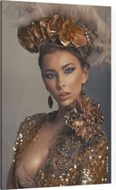 Portret van een schone vrouw in brons - Foto op Canvas - 30 x 45 cm