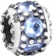Quiges - 925 - Zilveren - Bedels -Sterling zilver - Beads - Zirkonia Blauw Kraal Charm - Geschikt – voor - alle bekende merken - Armband Z644