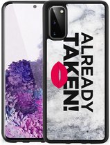 Telefoon Hoesje Geschikt voor Samsung Galaxy S20 Backcover Soft Siliconen Hoesje met Zwarte rand Already Taken White