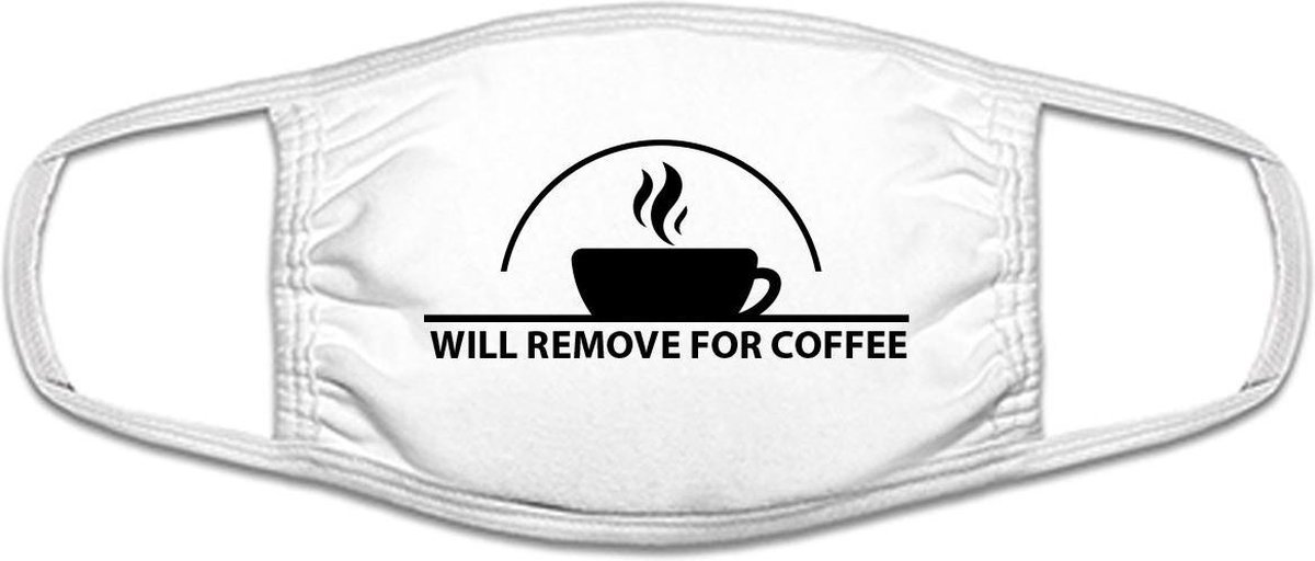Koffie mondkapje | Coffee |Grappig | gezichtsmasker | bescherming | bedrukt | logo | Wit mondmasker van katoen, uitwasbaar & herbruikbaar. Geschikt voor OV