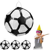 Relaxdays 4 x pinata voetbal - piñata zonder vulling - voetbal pinata - rond - zwart-wit