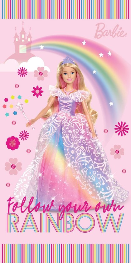 Badlaken Barbie Regenboog Meisjes X 140 Cm Roze | bol.com
