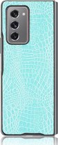Samsung Galaxy Z Fold 2 5G Hoesje - Mobigear - Croco Serie - Hard Kunststof Backcover - Turquoise - Hoesje Geschikt Voor Samsung Galaxy Z Fold 2 5G