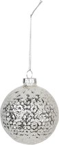 Clayre & Eef Kerstballen Set van 4 Ø 8 cm Wit Glas Rond Kerstboomversiering Kerstversiering Kerstdecoratie
