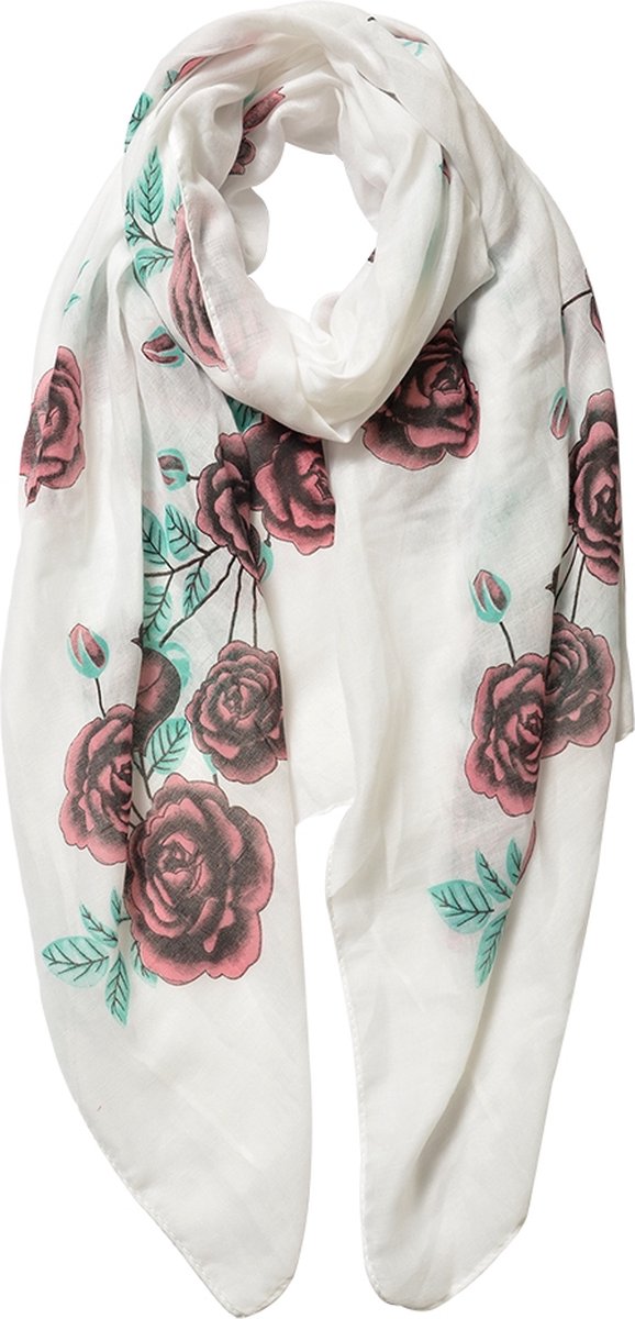 Juleeze Sjaal Dames Print 70x180 cm Wit Synthetisch