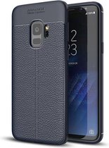 Voor Galaxy S9 Litchi Texture Soft TPU Anti-skip beschermhoes achterkant van de behuizing (marineblauw)