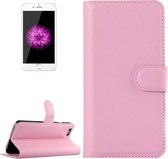 Voor iPhone 6 Plus & 6s Plus Litchi Texture Horizontale Flip lederen hoes met houder & kaartsleuven & portemonnee (roze)