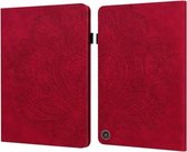 For Amazon Kindle Fire HD 8 2020 Peacock Embossed Pattern TPU + PU Horizontal Flip Leather Case with Holder & Card Slots & Wallet & Sleep / Wake-up Function(Red)
