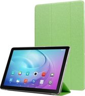 Horizontale leren flip-case met zijdetextuur en drie-uitklapbare houder voor Galaxy Tab T725 (groen)