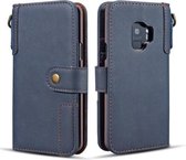 Koeienhuid textuur horizontale flip lederen case voor Galaxy S9 Plus, met houder & kaartsleuven & portemonnee & draagdoek (blauw)