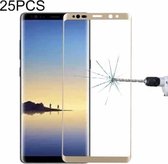 25 STKS Voor Galaxy Note 8 0.3mm 9H Oppervlaktehardheid 3D Gebogen Zeefdruk Volledig scherm Gehard Glas Screenprotector (Goud)