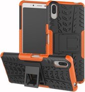 Tyre Texture TPU + PC schokbestendig hoesje voor Sony Xperia L3, met houder (oranje)