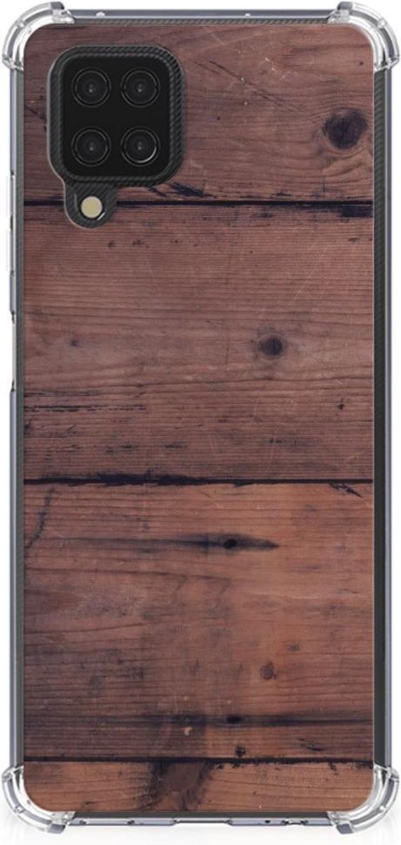 Samsung Galaxy A12 Stevig Telefoonhoesje Old Wood