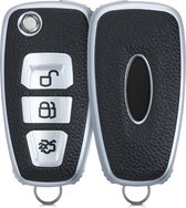 kwmobile autosleutelhoes compatibel met Ford 3-knops inklapbare autosleutel - TPU beschermhoes in zilver / zwart - Autosleutelcover