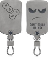 kwmobile autosleutelhoes voor Renault 4-knops autosleutelkaart (alleen Keyless Go) - beschermhoes van imitatieleer - Don't Touch My Key design - grijs