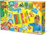 SES - Ik leer knippen - Mega set - Montessori - met 48 mooie knipvellen en veilige schaar die alleen papier knipt