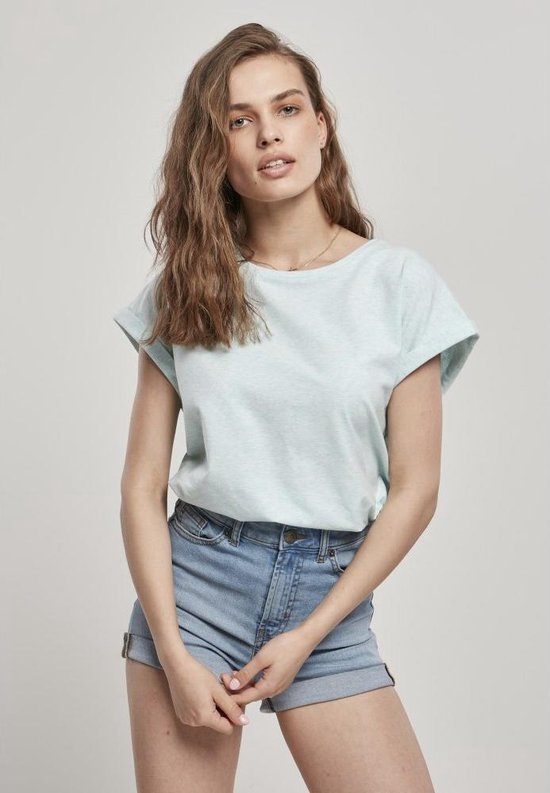 Urban Classics - Color Melange Extended Shoulder Dames T-shirt - 4XL - Blauw