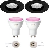 PHILIPS HUE - LED Spot Set GU10 - White and Color Ambiance - Bluetooth - Primux Rodos Pro - Inbouw Rond - Mat Zwart - Ø93mm