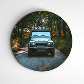 Range Rover Bowler - auto op muurcirkel | fotoprint op forex | wanddecoratie - 120x120cm, Dibond