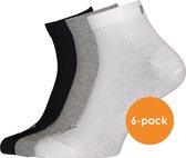 Puma unisex sneaker sokken (6-pack) - wit - grijs en zwart - Maat: 39-42
