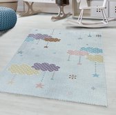 Tapis a poil ras chambre d'enfant Tapis pour enfants Motif nuages ??étoile Blanc